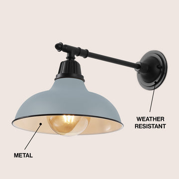 Wallace 12.25" Farmhouse Industrial Indoor/Outdoor Iron LED Victorian Arm Outdoor Sconce